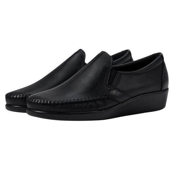 SAS Shoes - SAS Womens Dream Comfort Loafers US 8 Black Leather Hand Laced Moccasin NIB
